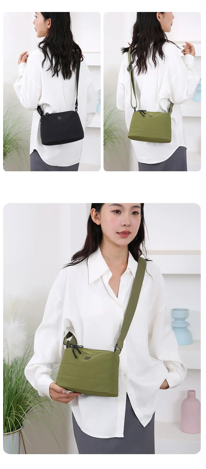 Women's Waterproof Crossbody Bag Black Nylon 2024 — feature 18