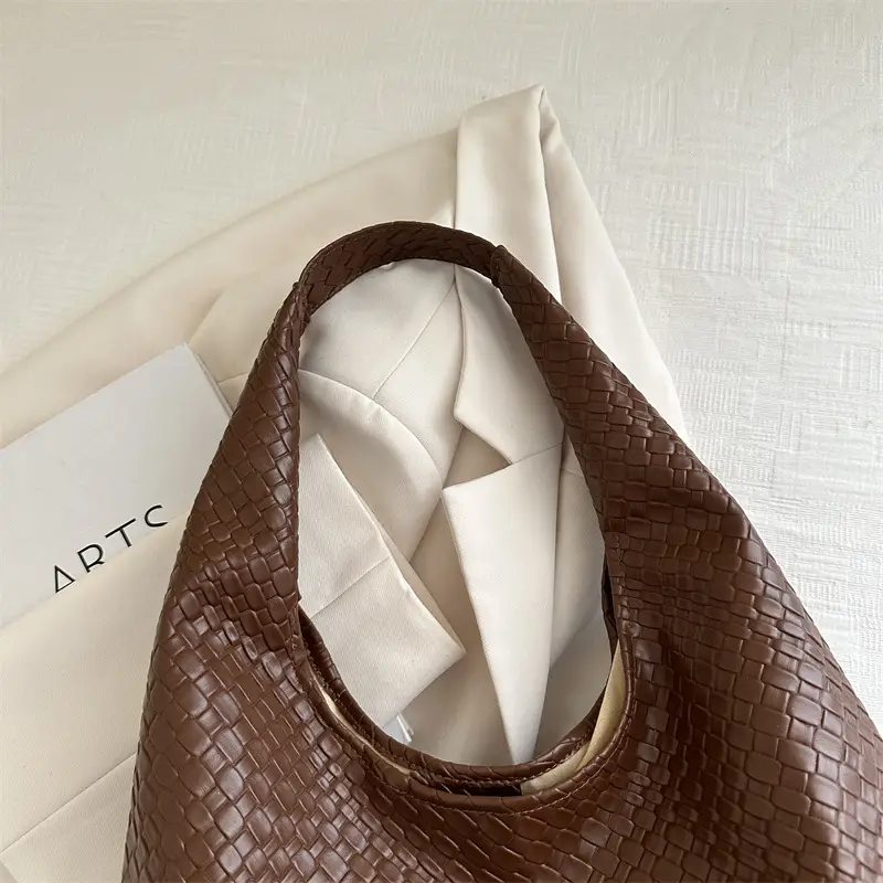 Brown Women's Large Underarm Bag with Retro Design