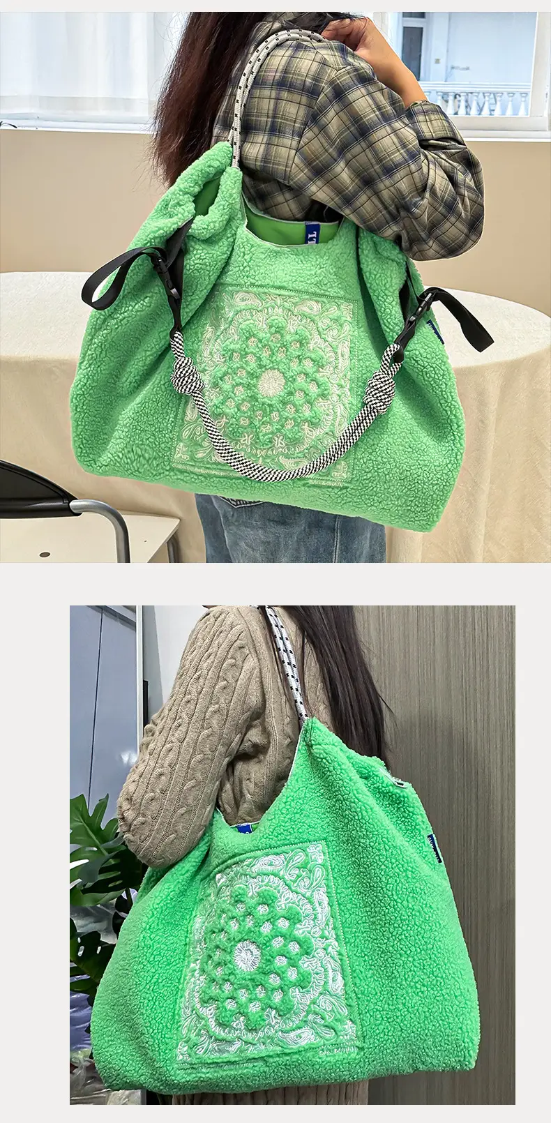 2024 Winter Chain Embroidered Shoulder Bag Black — feature 8