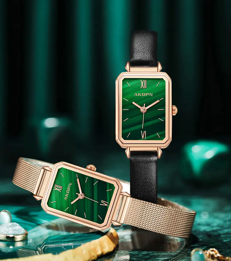 Small Square Green Watch for Women Korean Style — feature 3