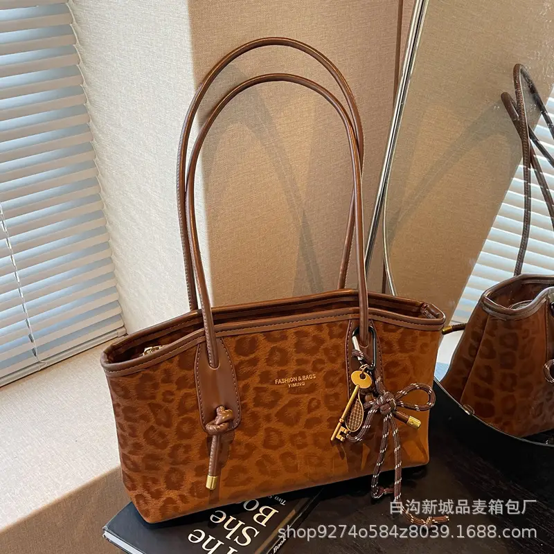 Leopard Print Large Shoulder Bag Women 2026