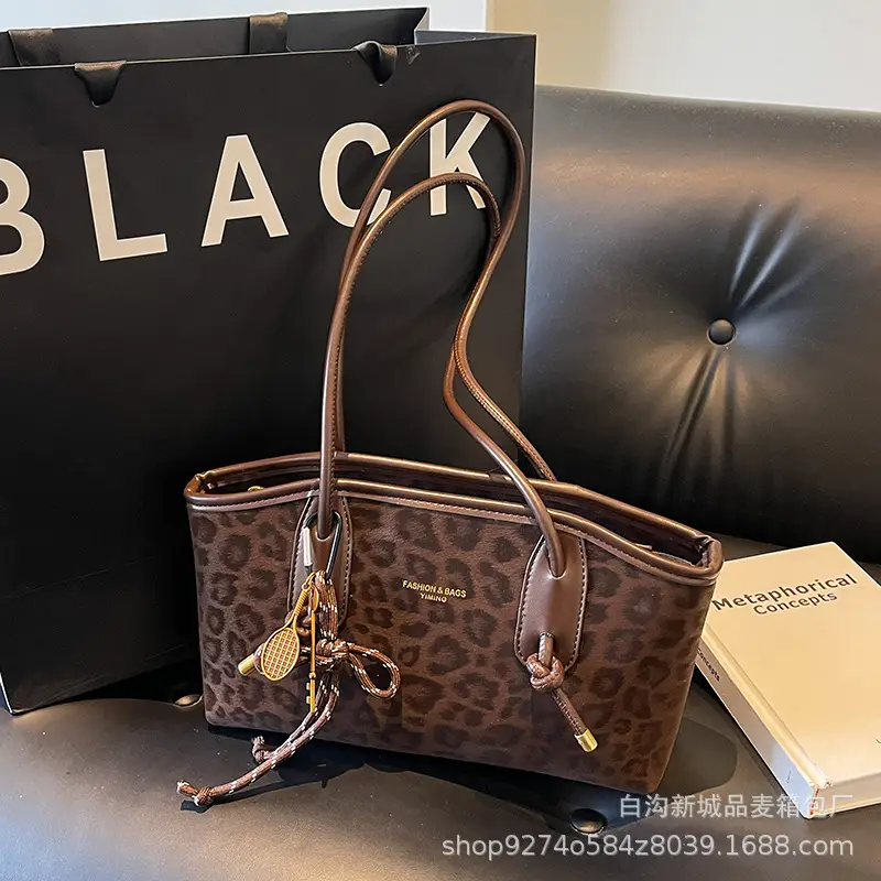 Leopard Print Large Shoulder Bag Women 2026