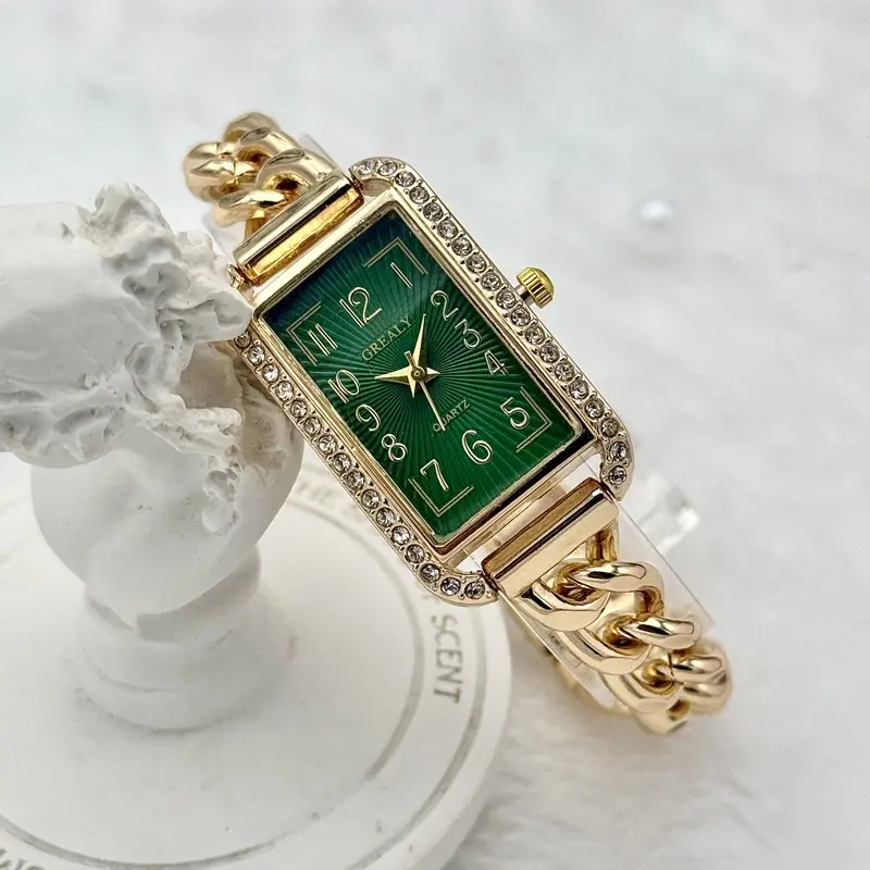 Gold Square Diamond Women's Chain Watch - Image 5