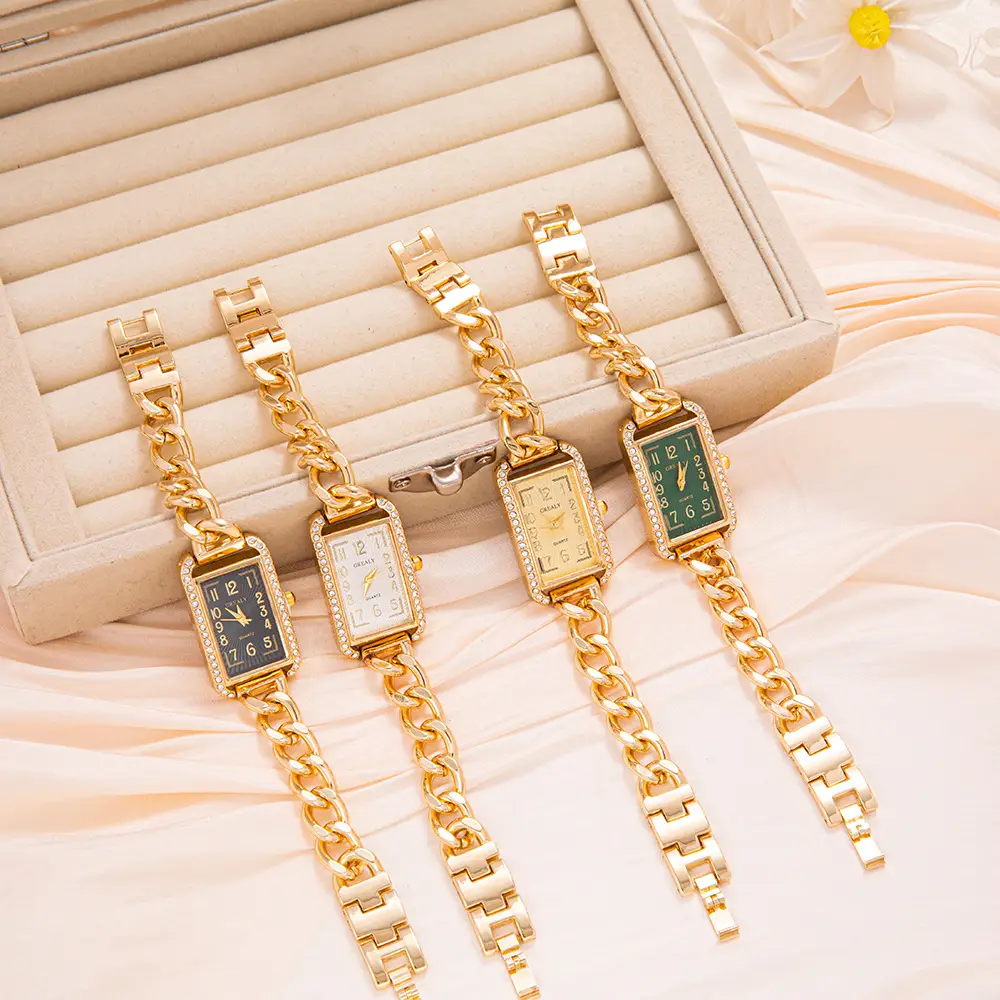 Gold Square Diamond Women's Chain Watch — feature 3