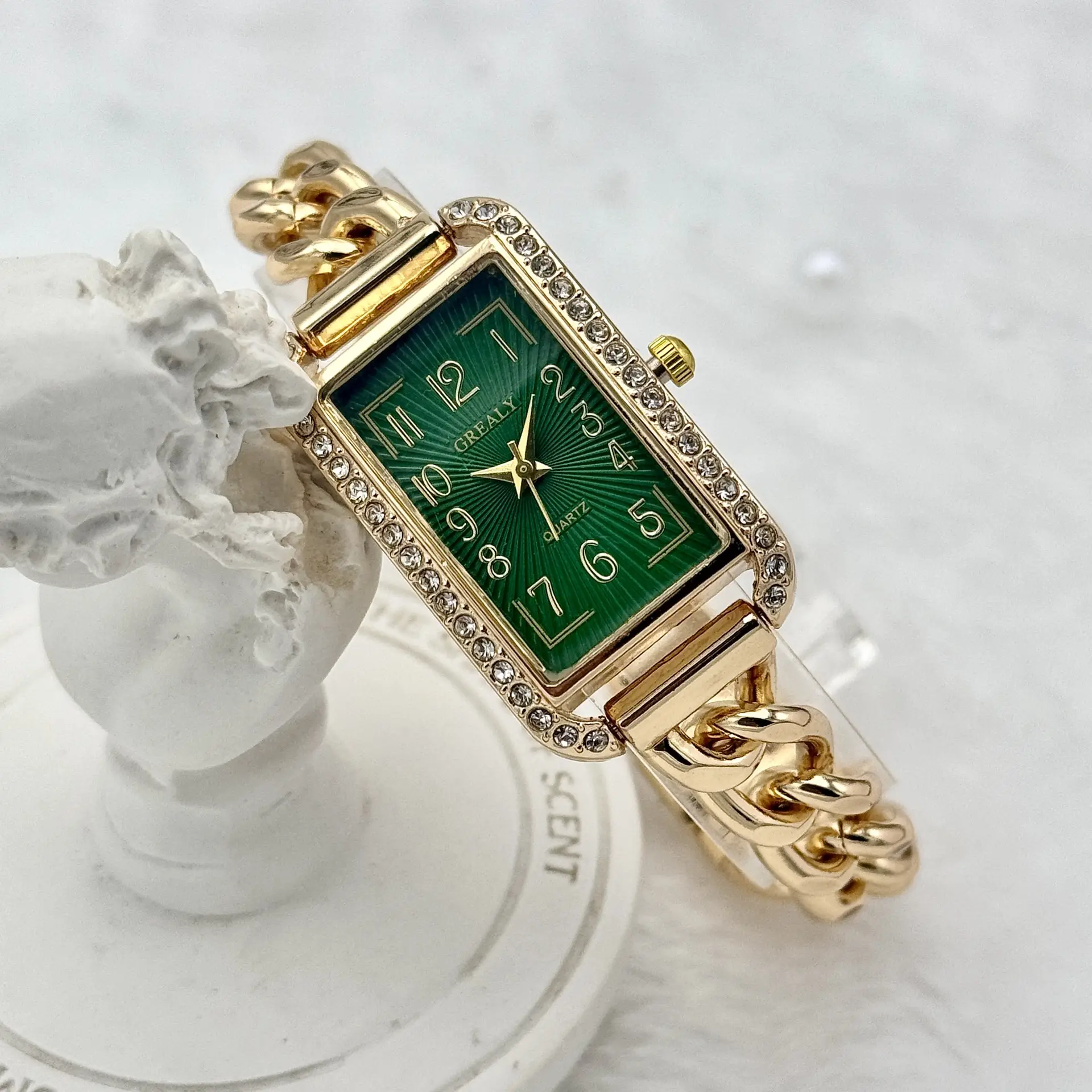 Gold Square Diamond Women's Chain Watch — feature 4