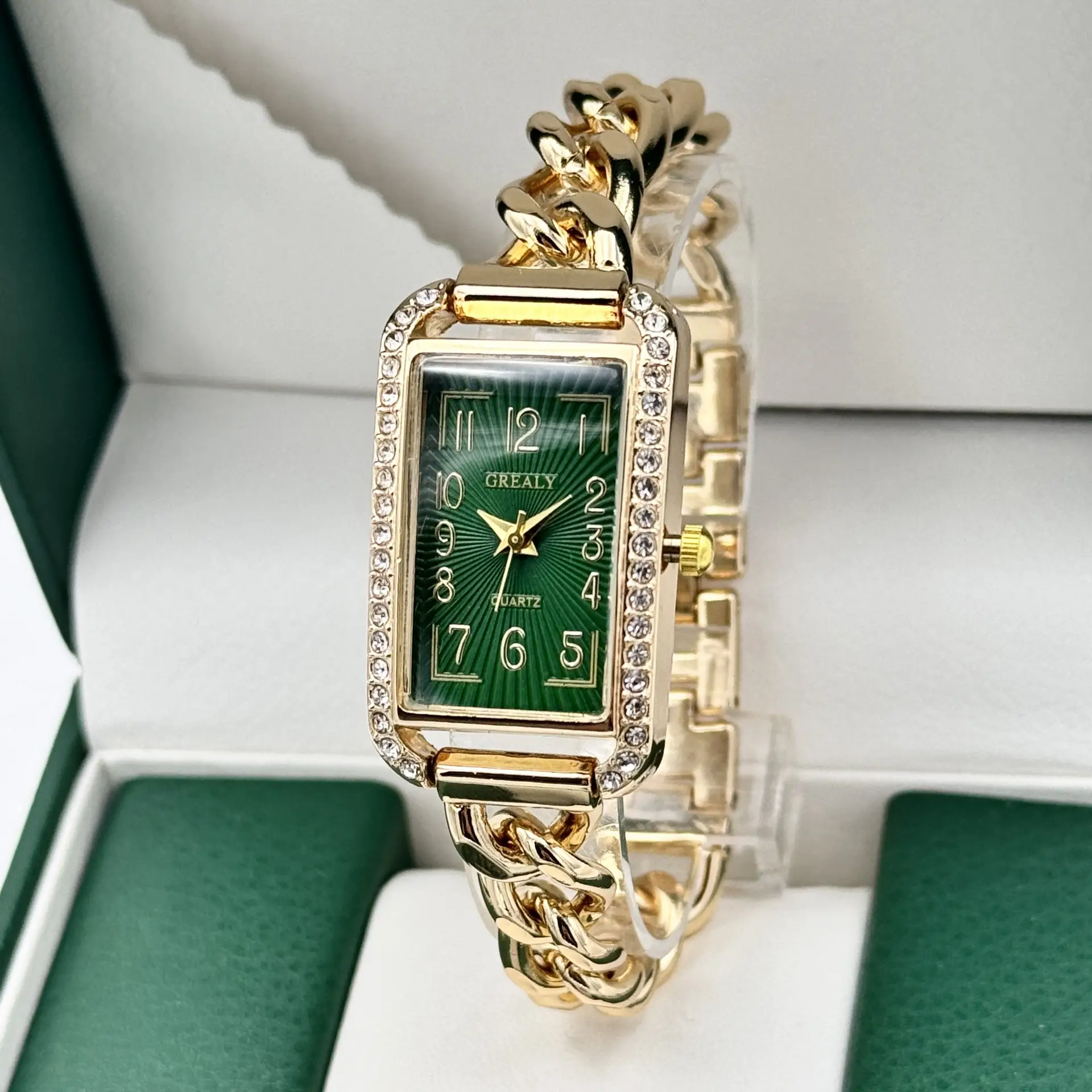 Gold Square Diamond Women's Chain Watch — feature 5