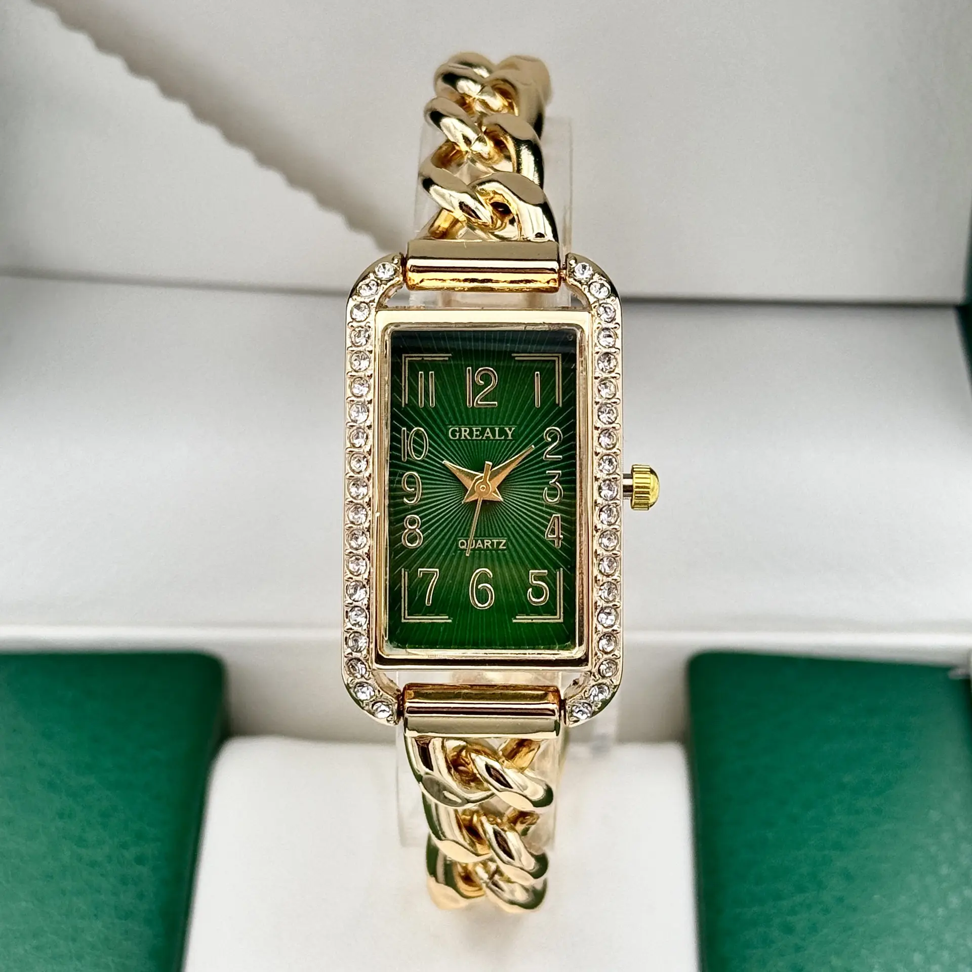 Gold Square Diamond Women's Chain Watch — feature 6