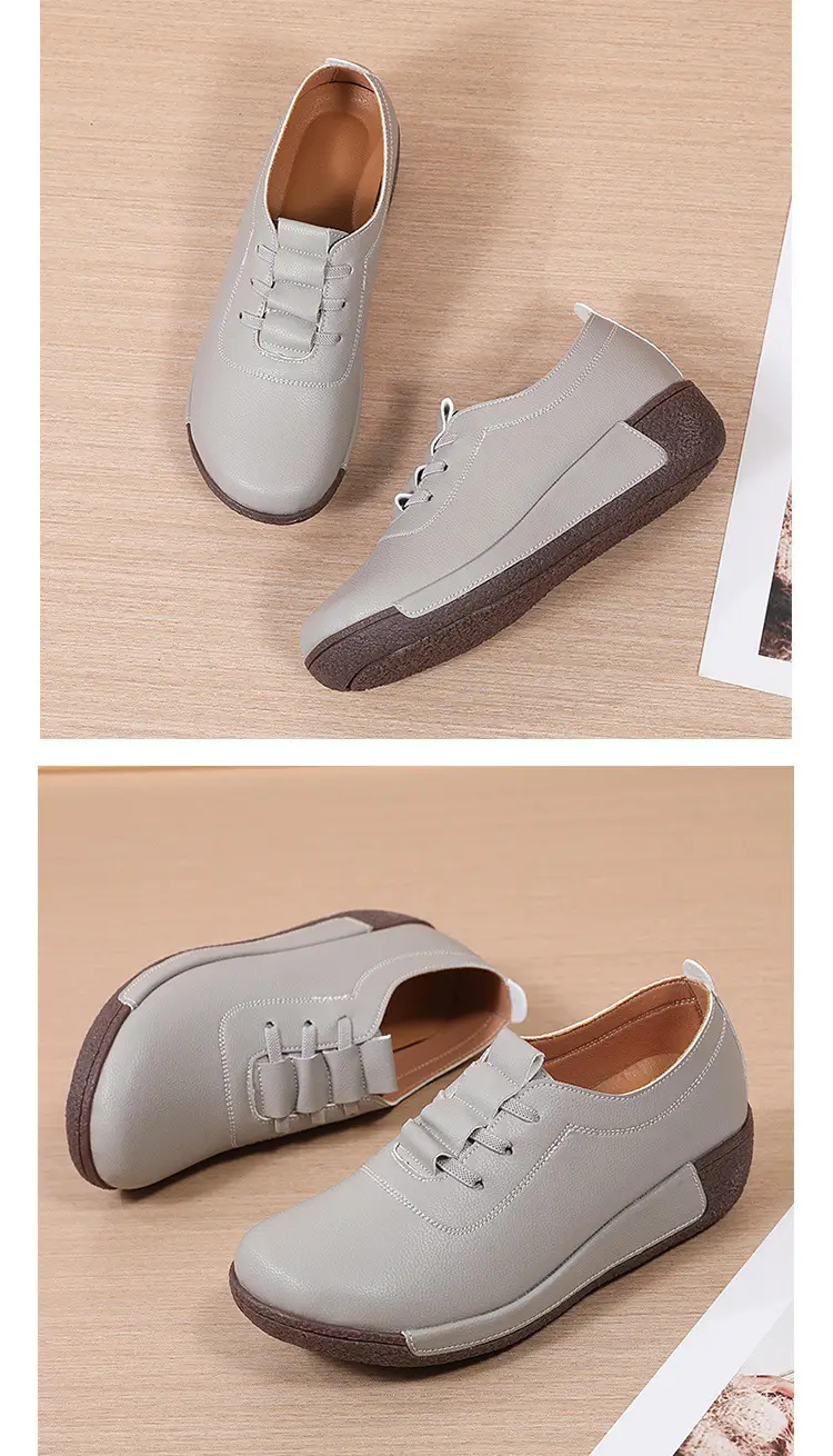 Cross-border New plus size sneaker Women's Korean-style Thick-soled Rocking Shoes Women's Genuine Leather Slip-on Wedge Casual Moms Shoes — feature 11