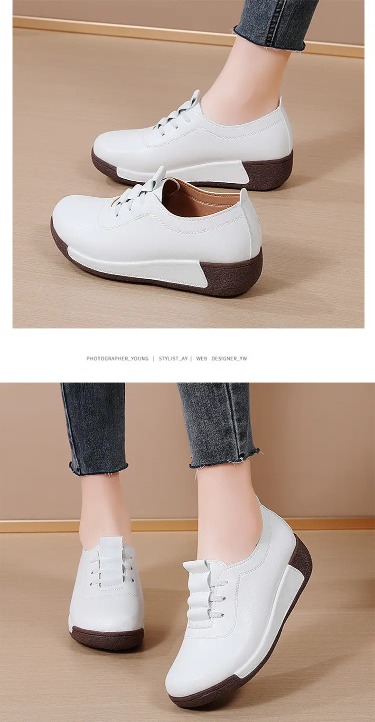 Cross-border New plus size sneaker Women's Korean-style Thick-soled Rocking Shoes Women's Genuine Leather Slip-on Wedge Casual Moms Shoes — feature 16