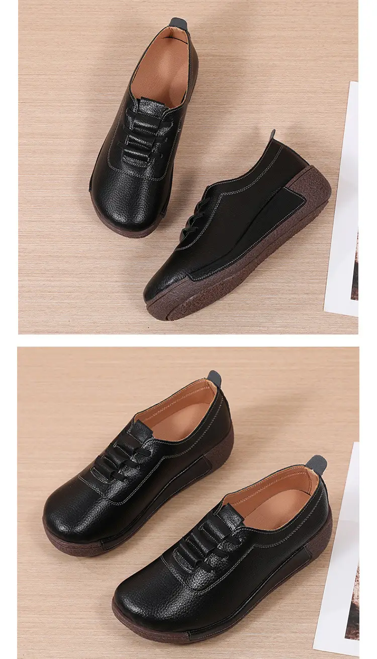 Cross-border New plus size sneaker Women's Korean-style Thick-soled Rocking Shoes Women's Genuine Leather Slip-on Wedge Casual Moms Shoes — feature 20