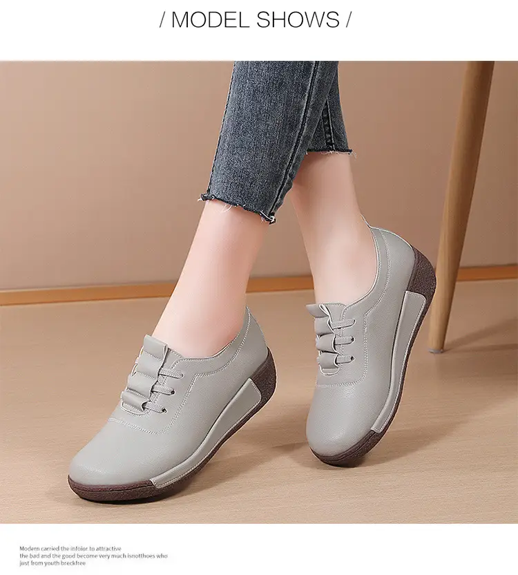 Cross-border New plus size sneaker Women's Korean-style Thick-soled Rocking Shoes Women's Genuine Leather Slip-on Wedge Casual Moms Shoes — feature 9