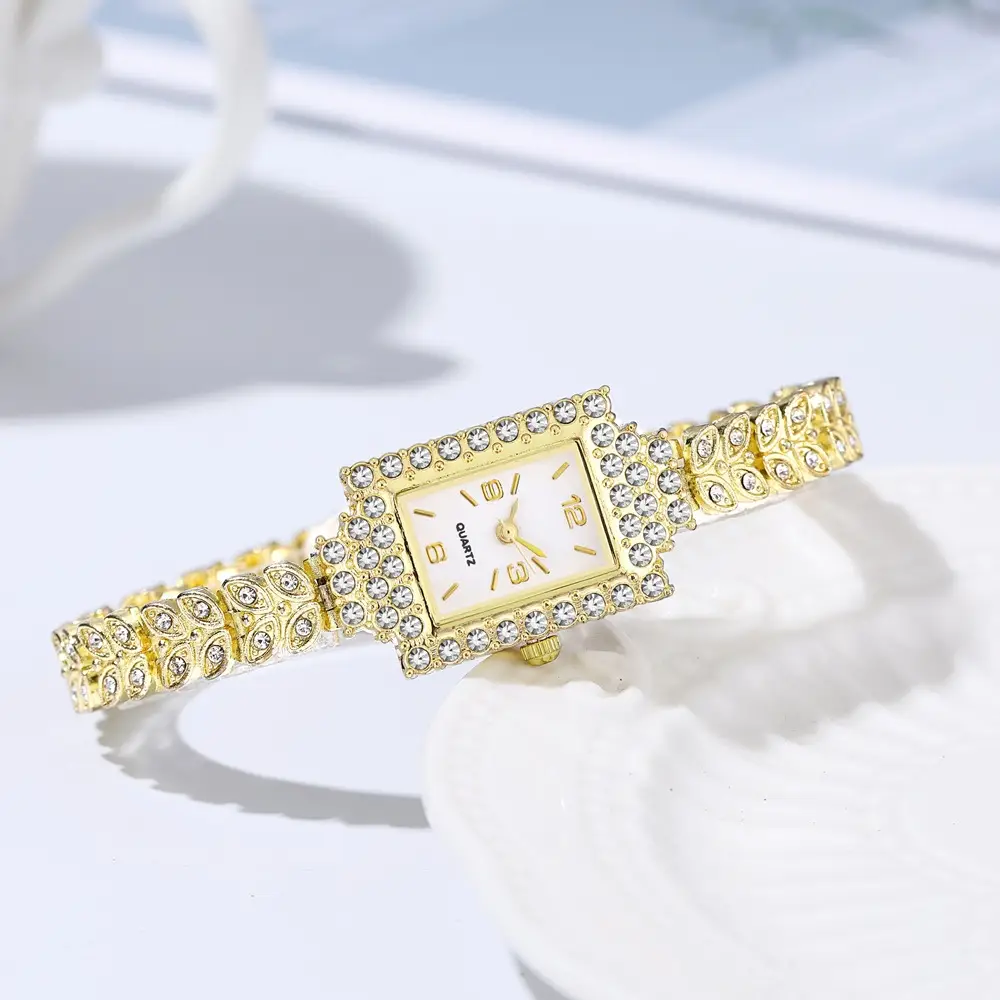 Quartz Watch for Women with Small Square Diamond Bracelet