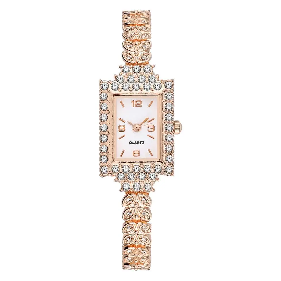 Quartz Watch for Women with Small Square Diamond Bracelet