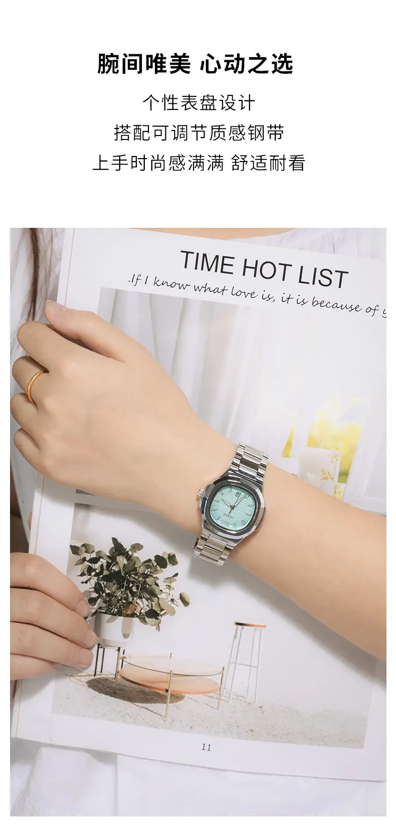 Women's Stainless Steel Bracelet Watch with Calendar — feature 3
