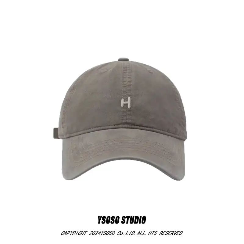 Men's H-Letter Embroidered Baseball Cap Grey - Image 10