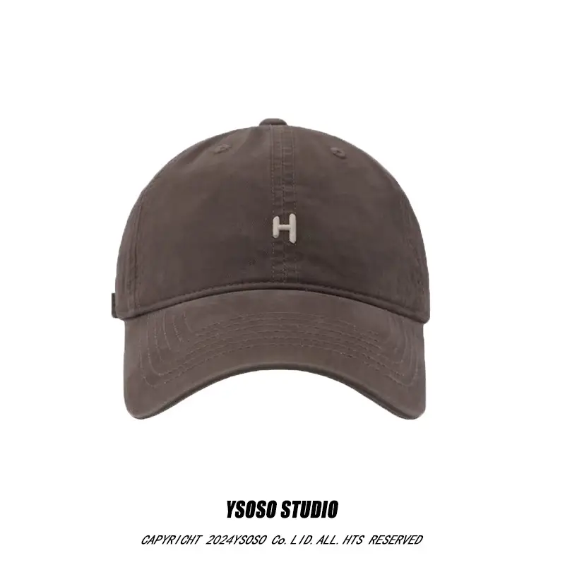 Men's H-Letter Embroidered Baseball Cap Grey — feature 11