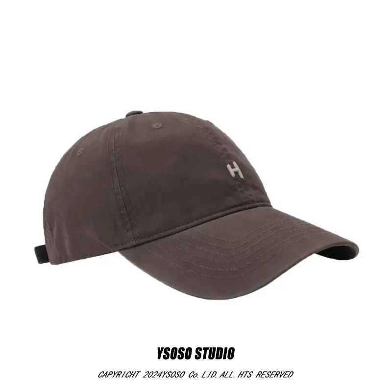 Men's H-Letter Embroidered Baseball Cap Grey — feature 12