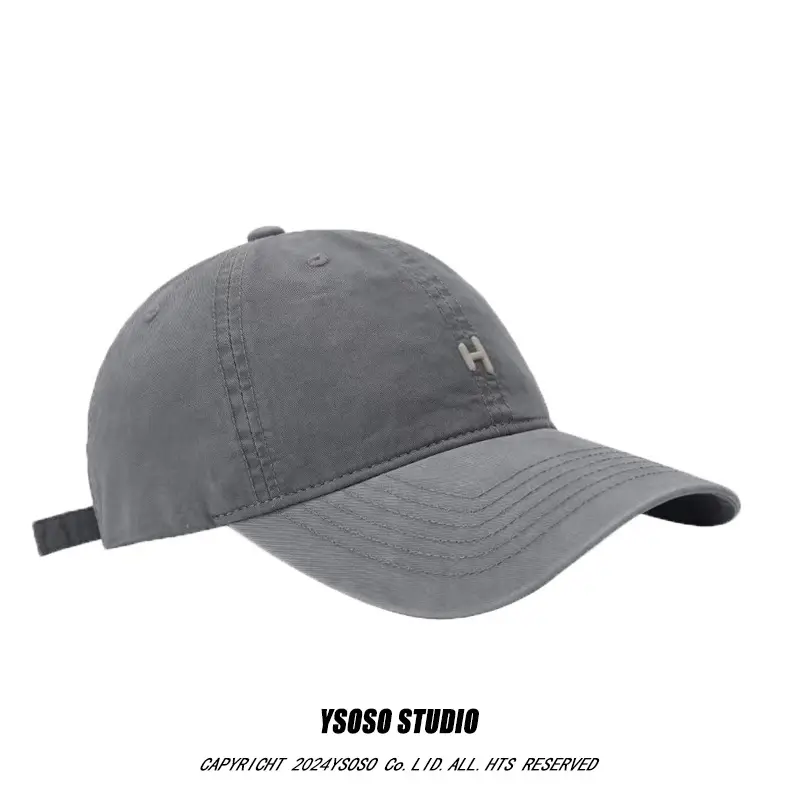 Men's H-Letter Embroidered Baseball Cap Grey — feature 2