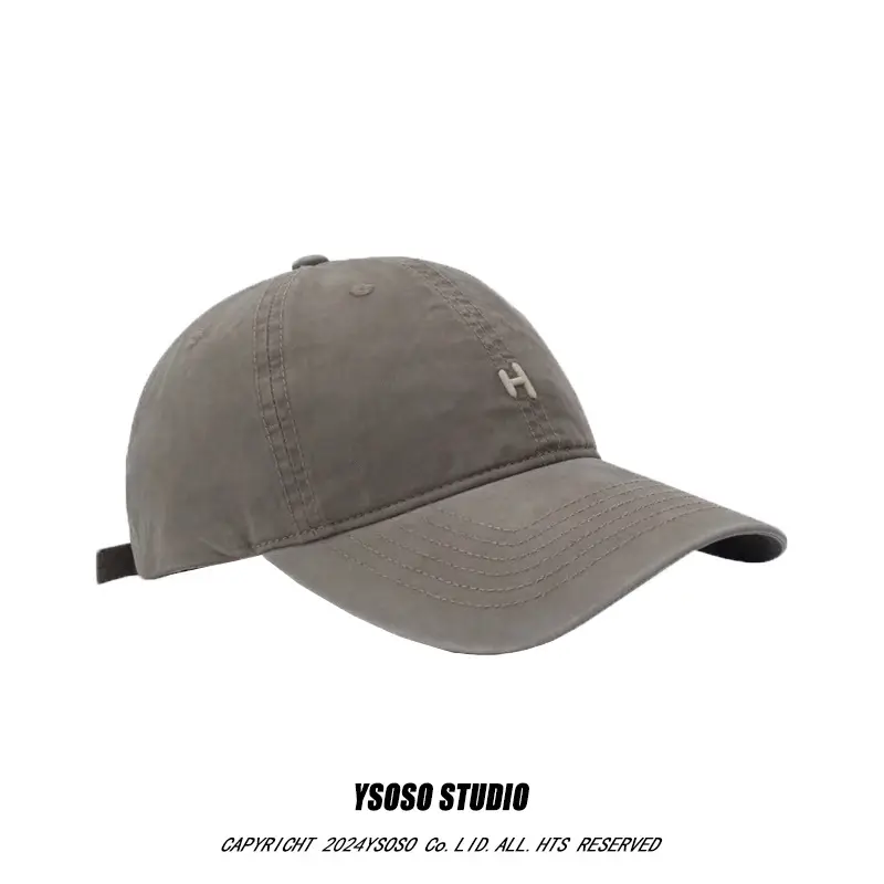 Men's H-Letter Embroidered Baseball Cap Grey — feature 4