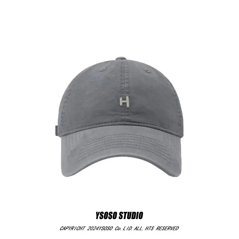Men's H-Letter Embroidered Baseball Cap Grey - Image 2