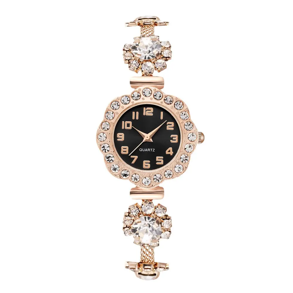 Women's Large Diamond Crossbody Watch Rose Gold Quartz - Image 10