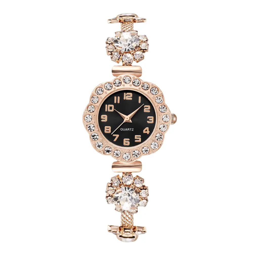 Women's Large Diamond Crossbody Watch Rose Gold Quartz — feature 10