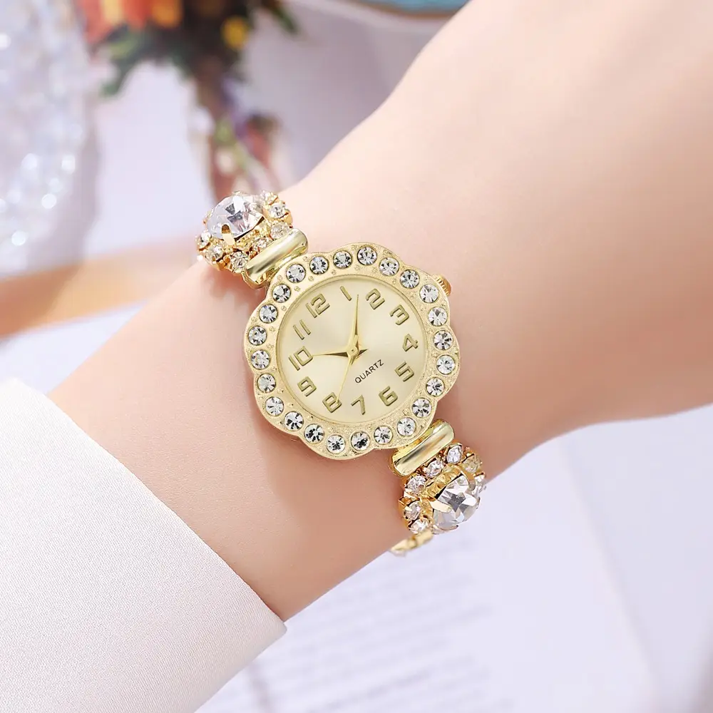 Women's Large Diamond Crossbody Watch Rose Gold Quartz — feature 2