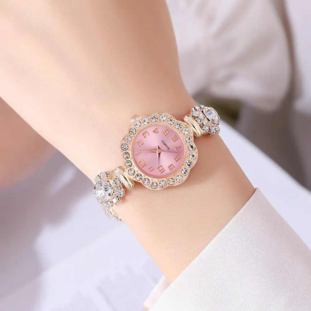 Women's Large Diamond Crossbody Watch Rose Gold Quartz — feature 3