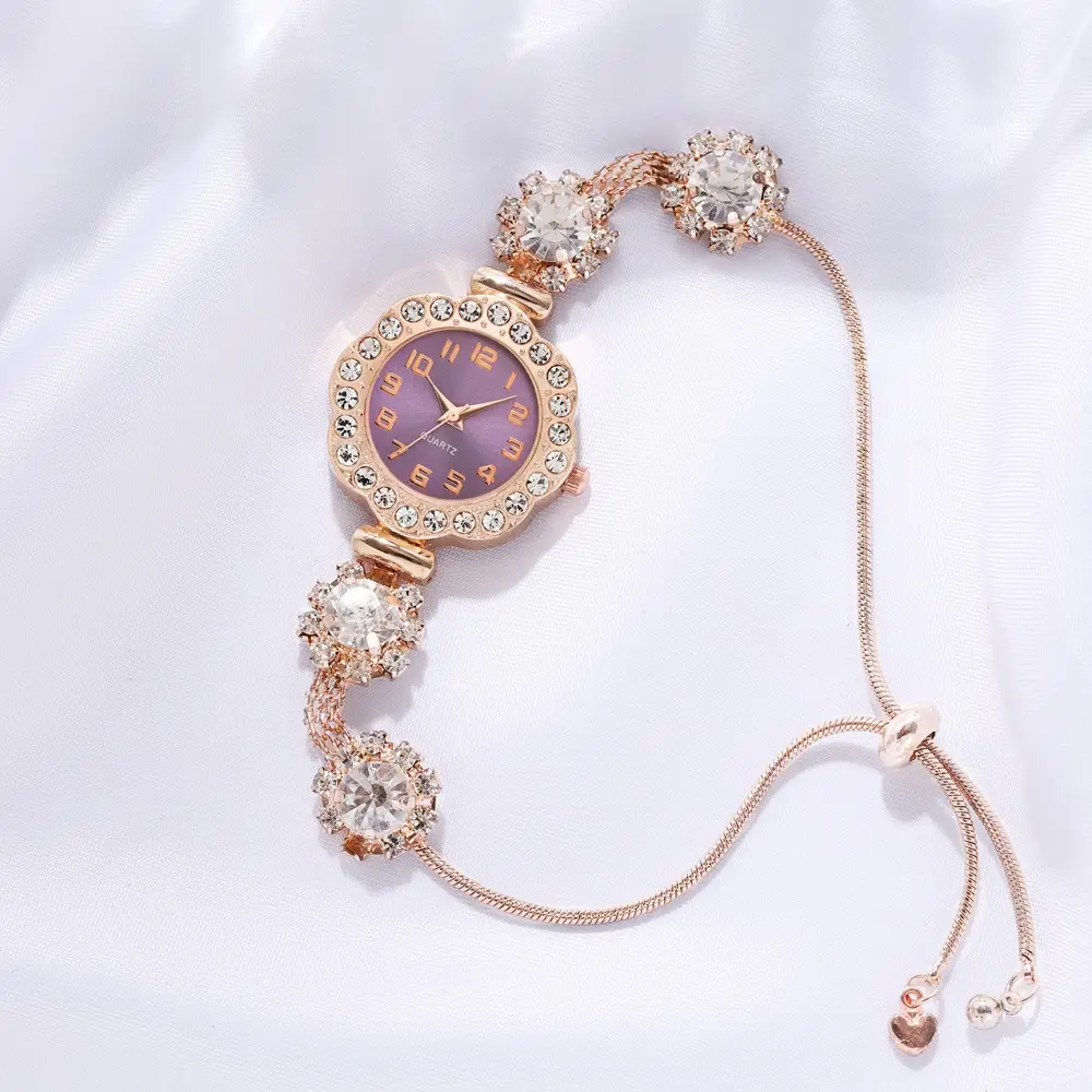 Women's Large Diamond Crossbody Watch Rose Gold Quartz — feature 8
