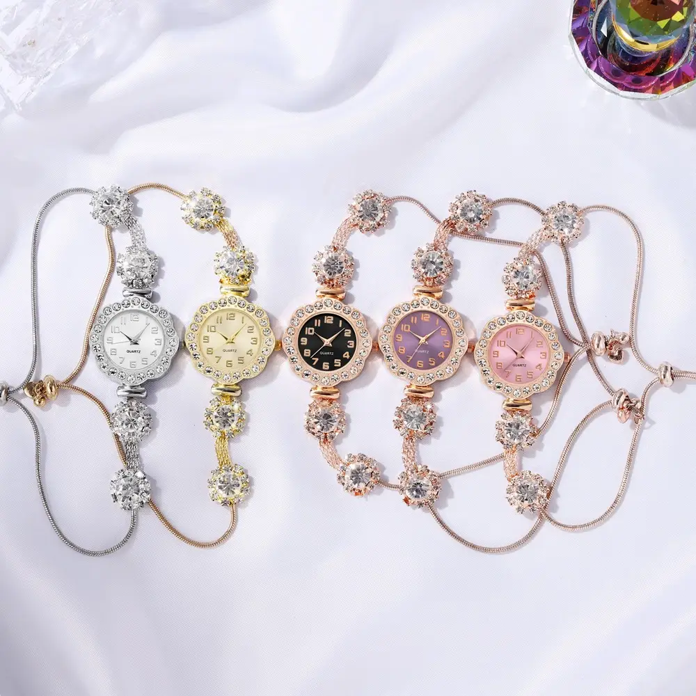 Women's Large Diamond Crossbody Watch Rose Gold Quartz — feature 9