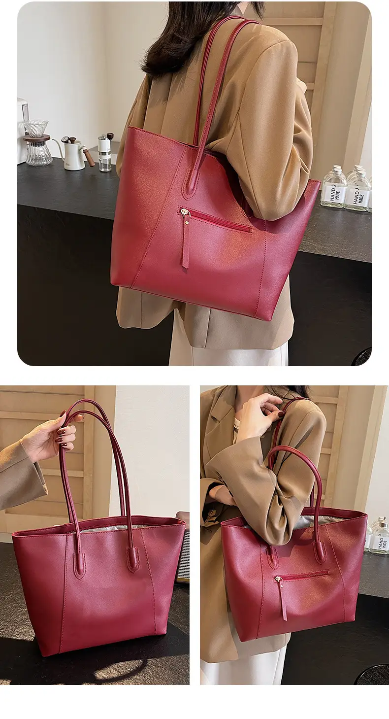 Women Large Capacity Tan Leather Tote Bag — feature 24