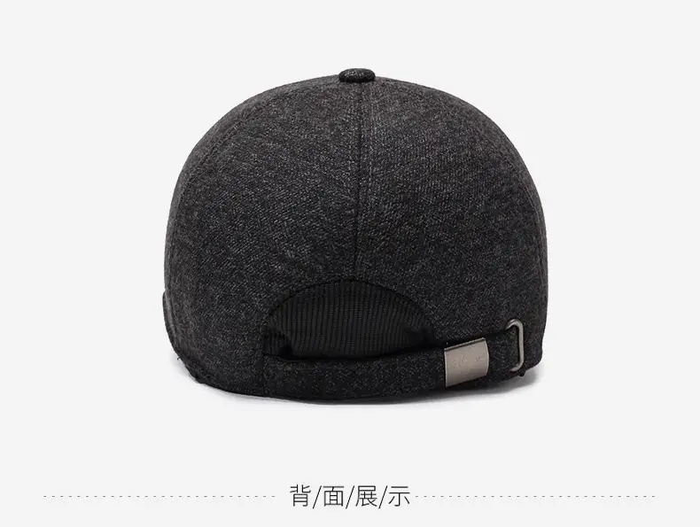 Men's Fleece Lined Black Baseball Cap Winter Warm — feature 10
