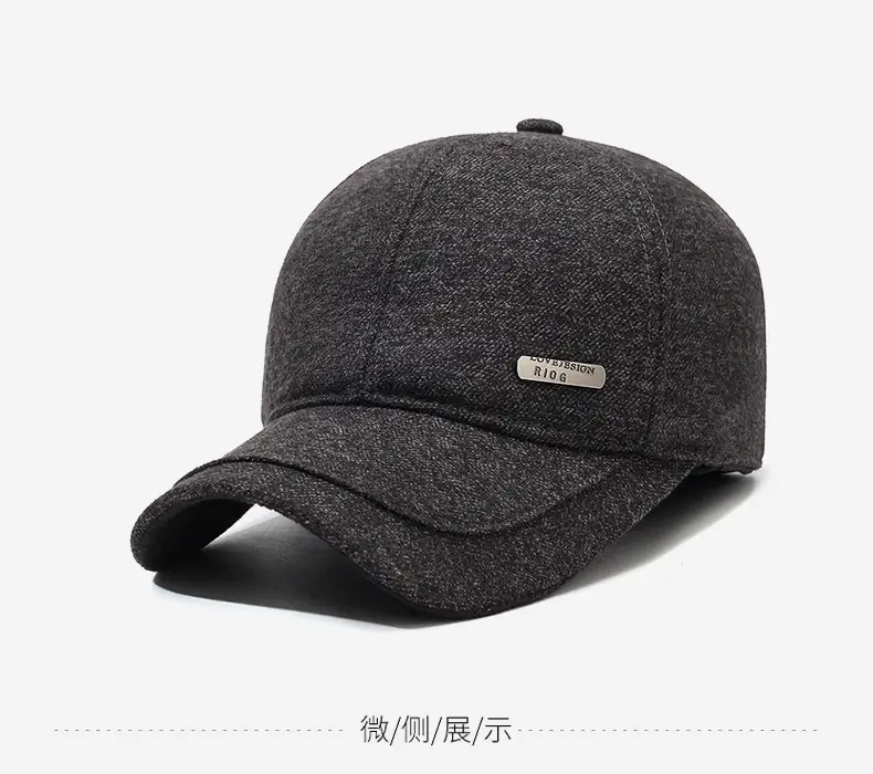 Men's Fleece Lined Black Baseball Cap Winter Warm — feature 8