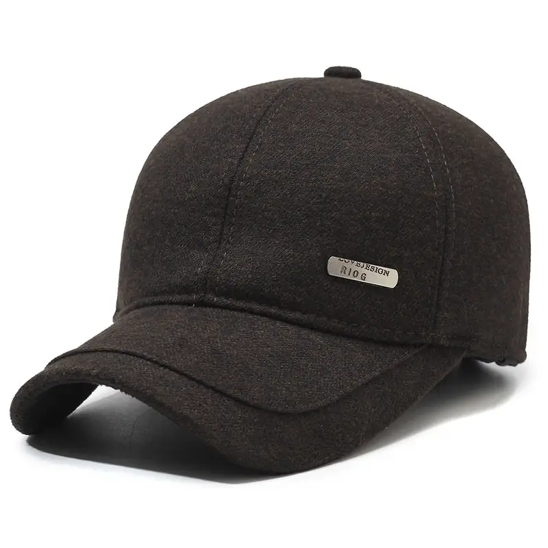 Men's Fleece Lined Black Baseball Cap Winter Warm - Image 4