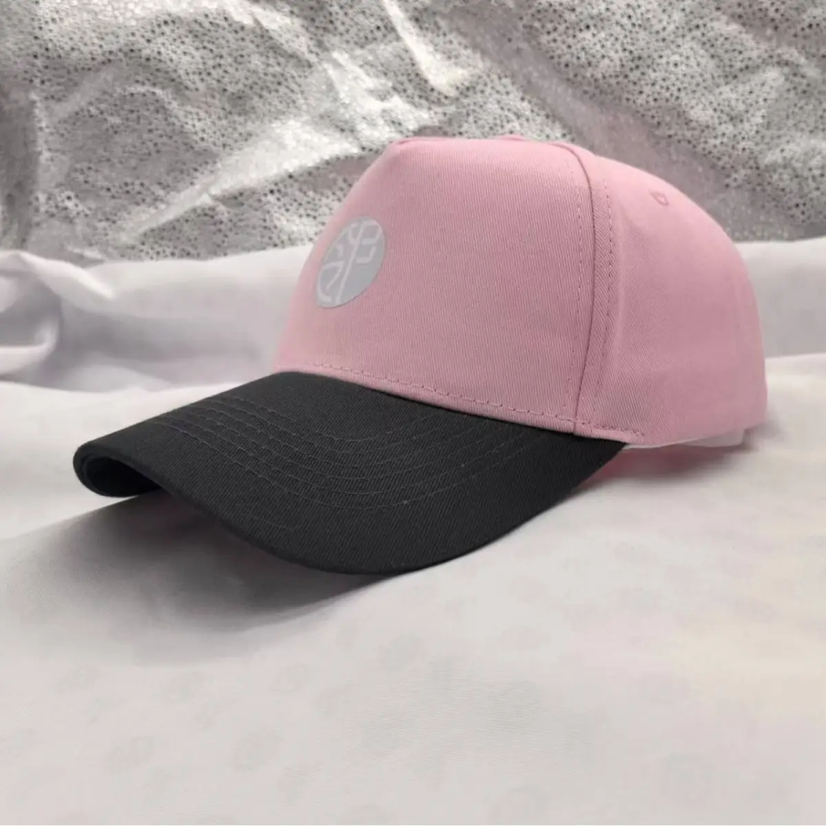 Pink Black Embroidered Baseball Cap for Men Women