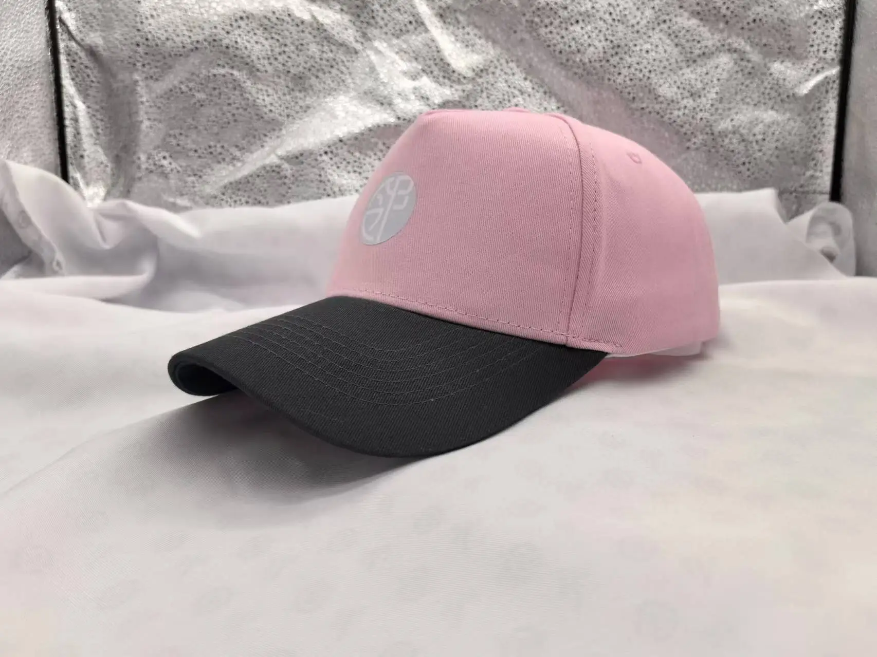 Pink Black Embroidered Baseball Cap for Men Women