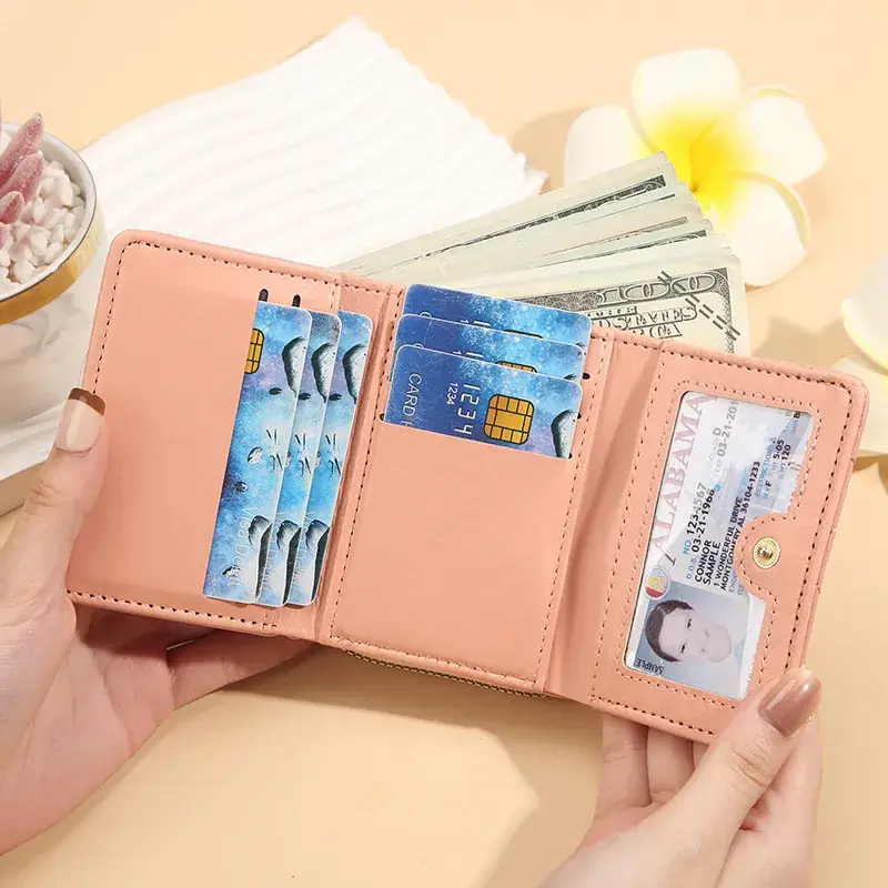 2025 Women's Red Quilted PU Wallet with Card Holder