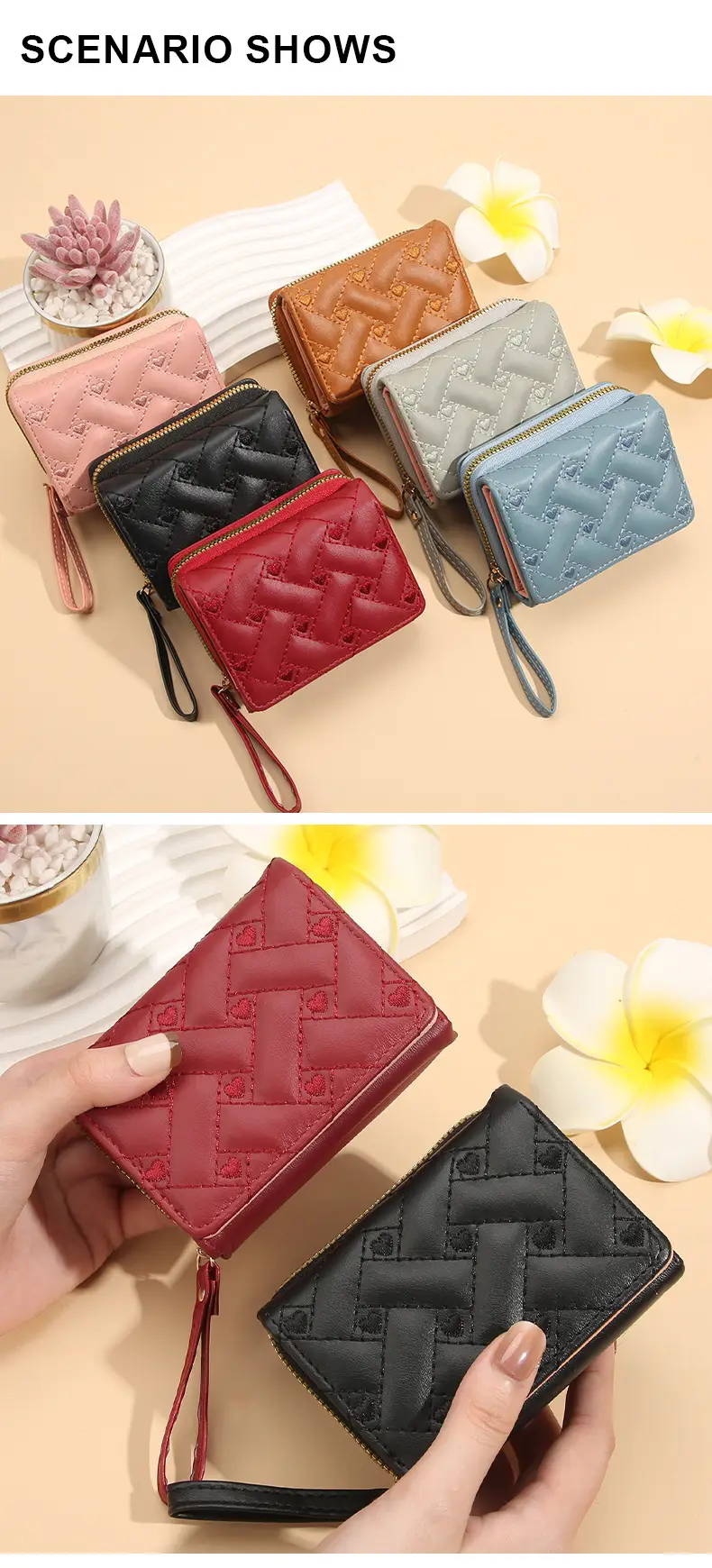 2025 Women's Red Quilted PU Wallet with Card Holder — feature 11