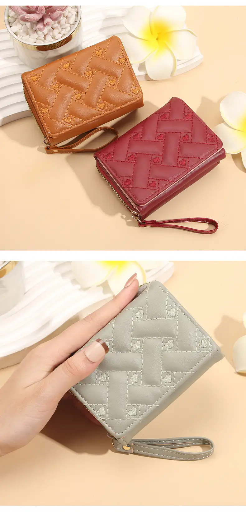 2025 Women's Red Quilted PU Wallet with Card Holder — feature 13