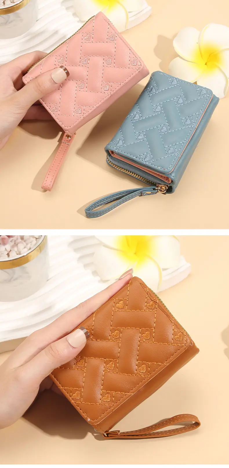 2025 Women's Red Quilted PU Wallet with Card Holder — feature 14