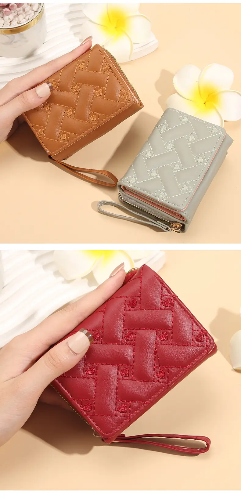 2025 Women's Red Quilted PU Wallet with Card Holder — feature 15