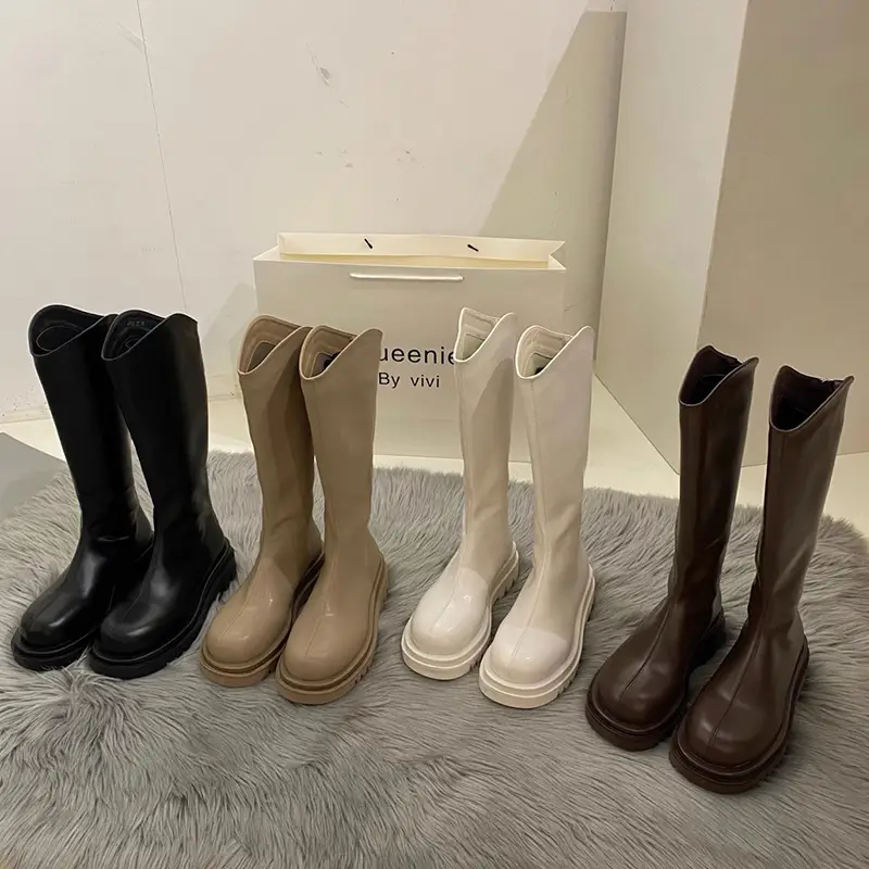 Martin boots women's boots 2024 new autumn and winter fleece-lined but knee high knight boots small thin boots - Image 5