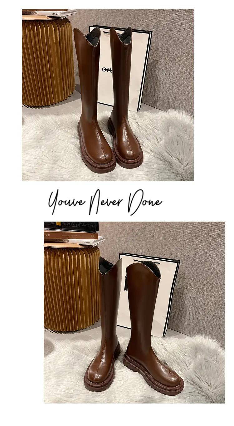 Martin boots women's boots 2024 new autumn and winter fleece-lined but knee high knight boots small thin boots — feature 13