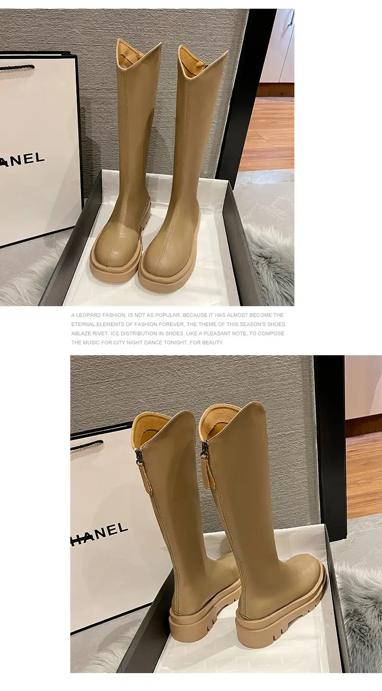 Martin boots women's boots 2024 new autumn and winter fleece-lined but knee high knight boots small thin boots — feature 14