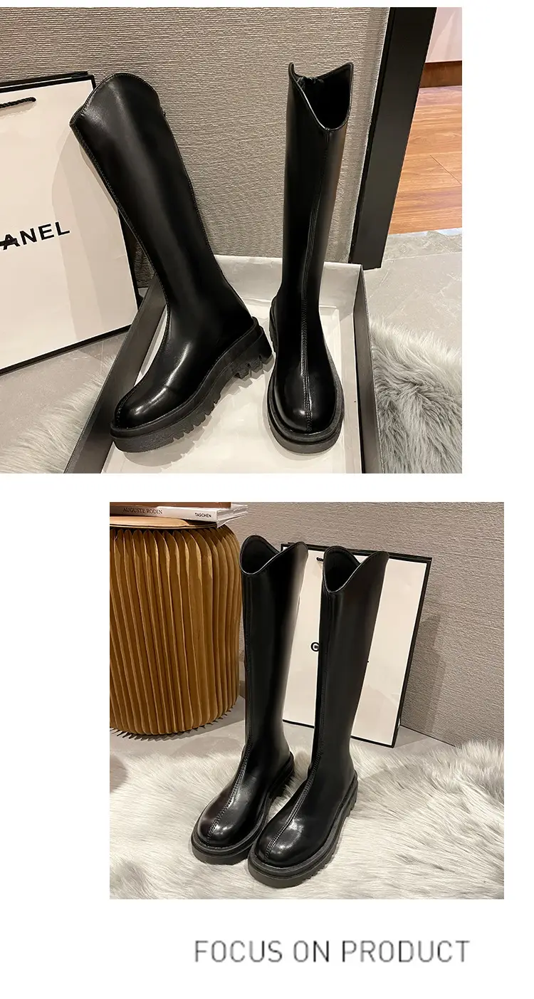 Martin boots women's boots 2024 new autumn and winter fleece-lined but knee high knight boots small thin boots — feature 15