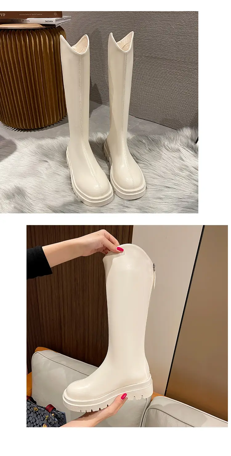 Martin boots women's boots 2024 new autumn and winter fleece-lined but knee high knight boots small thin boots — feature 16