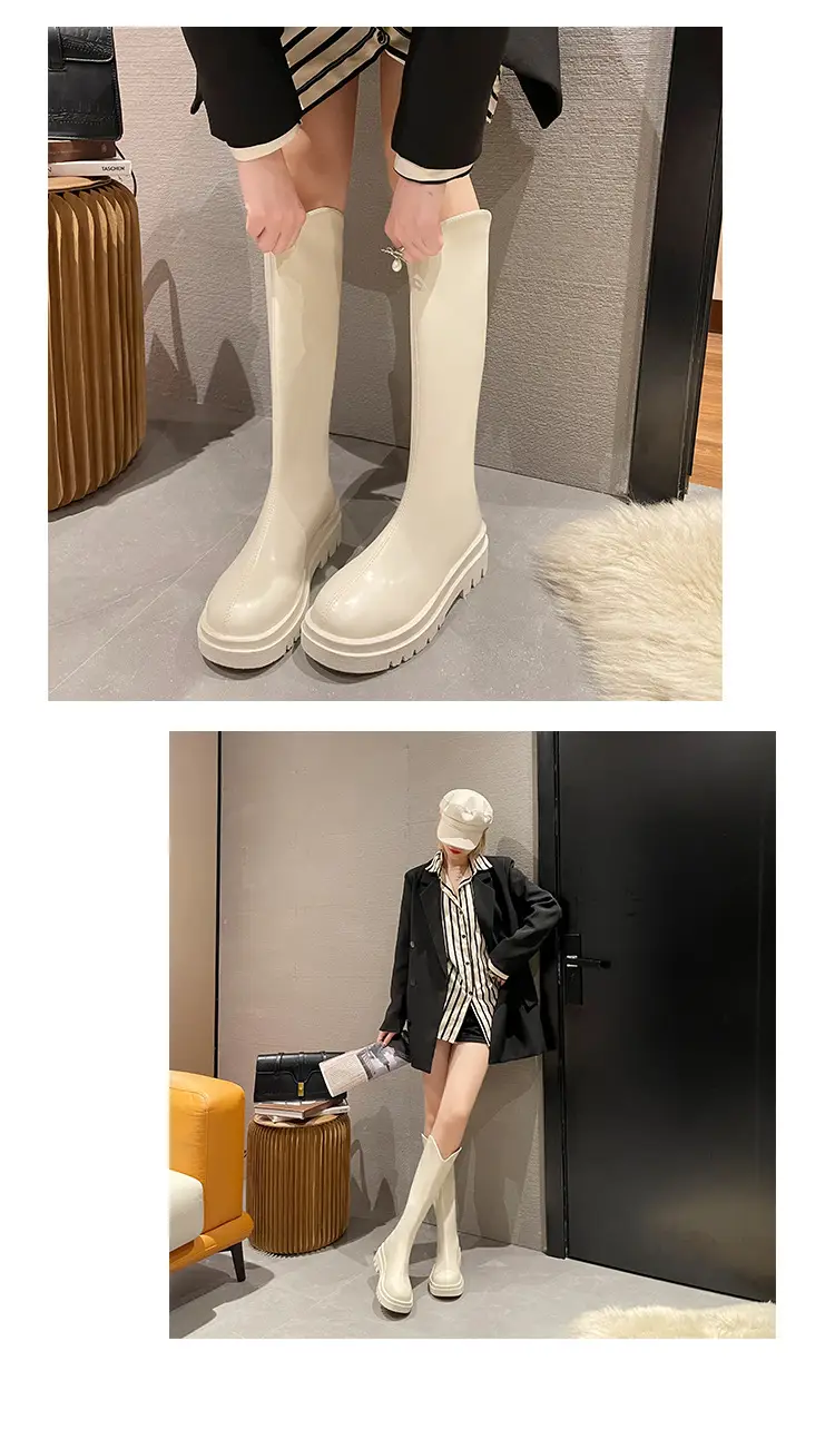 Martin boots women's boots 2024 new autumn and winter fleece-lined but knee high knight boots small thin boots — feature 5