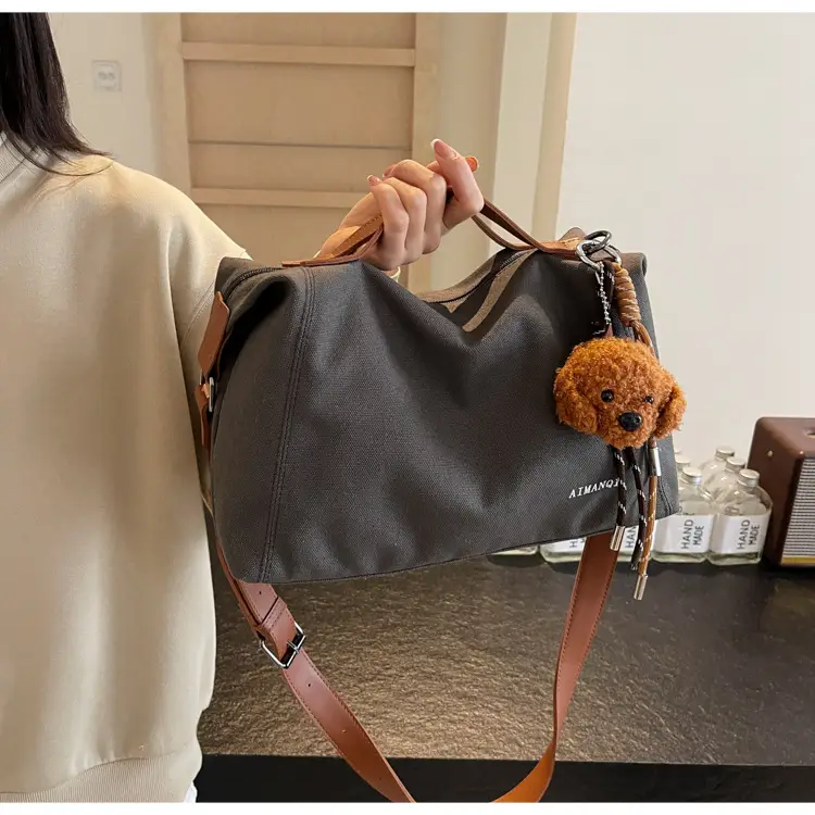 Large Capacity Contrast Color Handbag Women's Canvas Crossbody Bag — feature 24