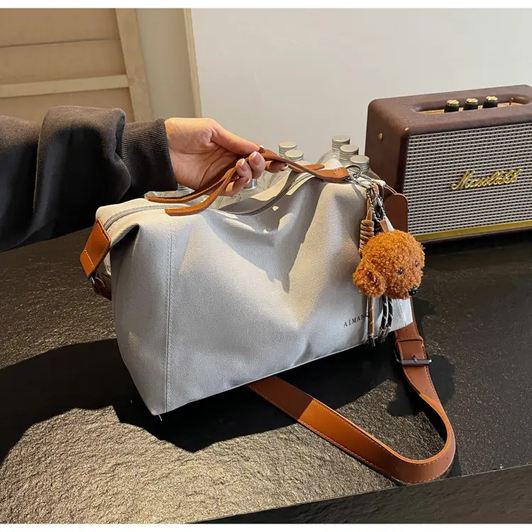 Large Capacity Contrast Color Handbag Women's Canvas Crossbody Bag — feature 25