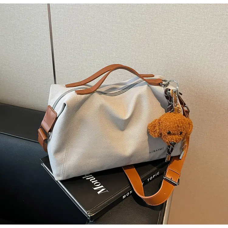 Large Capacity Contrast Color Handbag Women's Canvas Crossbody Bag — feature 32